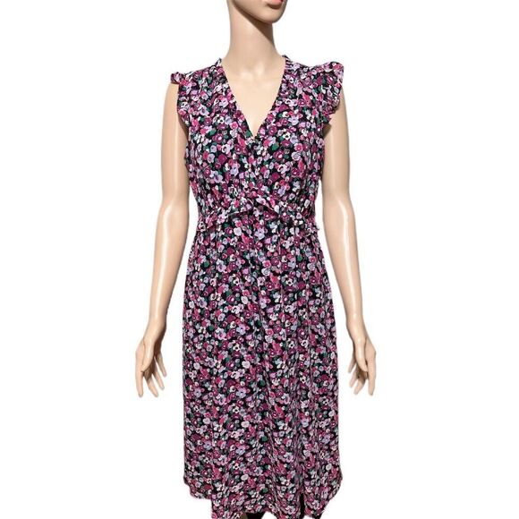 J. Crew Floral V-neck Tiered Midi  Dress Size 6 Multicolor Ruffles - Picture 2 of 10